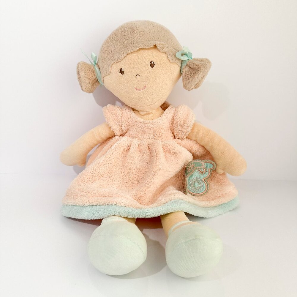 Bonikka Peach Doll Pink Dress Butterfly Stuffed Animal Home Goods Toy 15" Kids